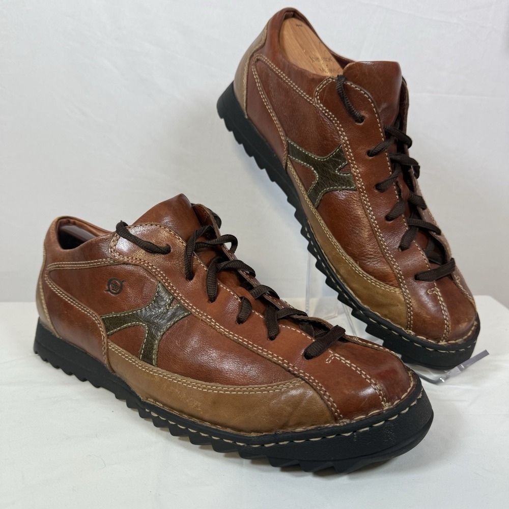 Born Men's Tri Tone M/W B5449 Brown Leather Oxford Shoes Size 12/46 Round Toe